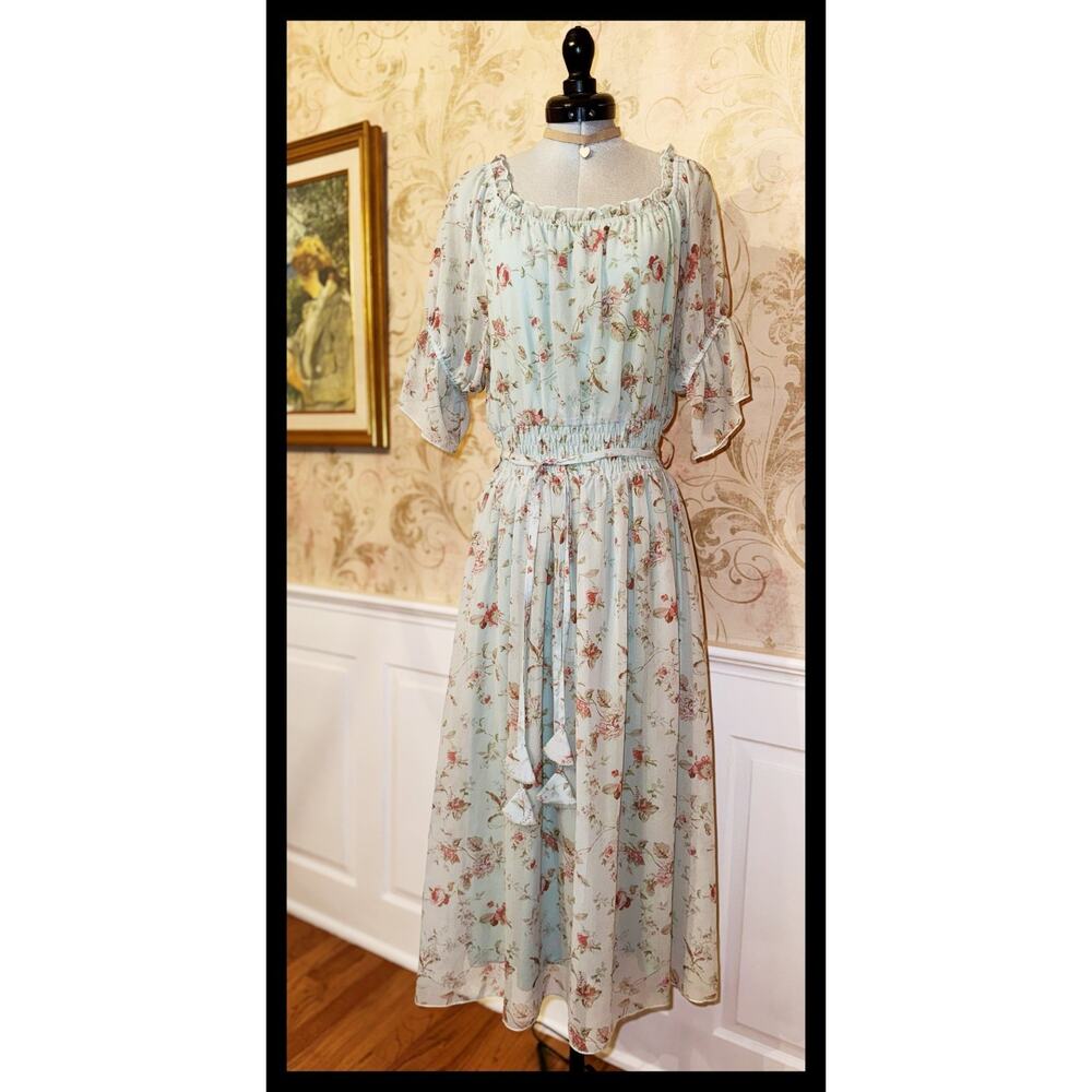 an another angelus F i.n.t Flower Chiffon Off-Shoulder Dress Cottagecore Mori
